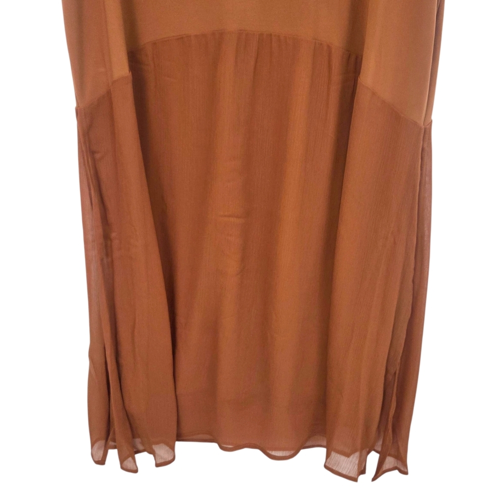 DKNY Tunic Tank Dress NEW Chiffon Stretch Womens Xl Brown Sleeveless Minimalist - Picture 14 of 15